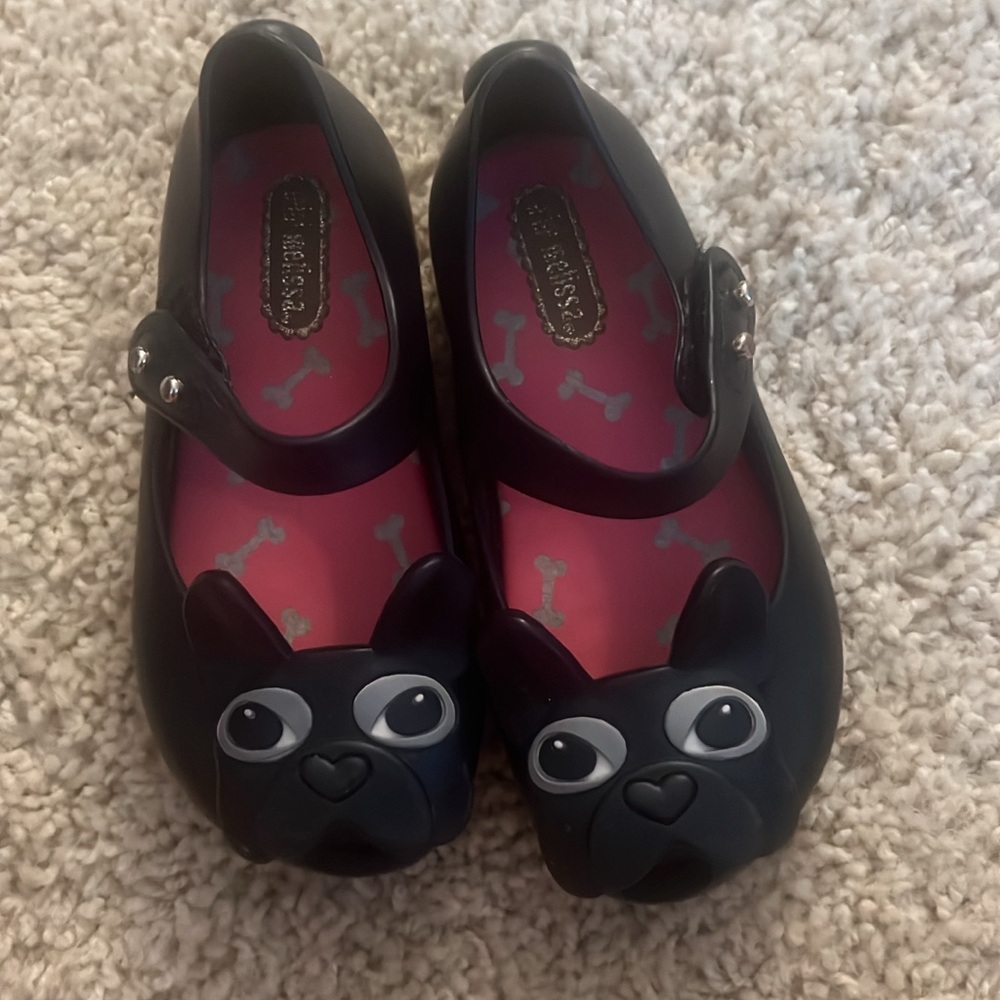 Mini Melissa Ultragirl Black Dog Shoes, Size 7, GUC